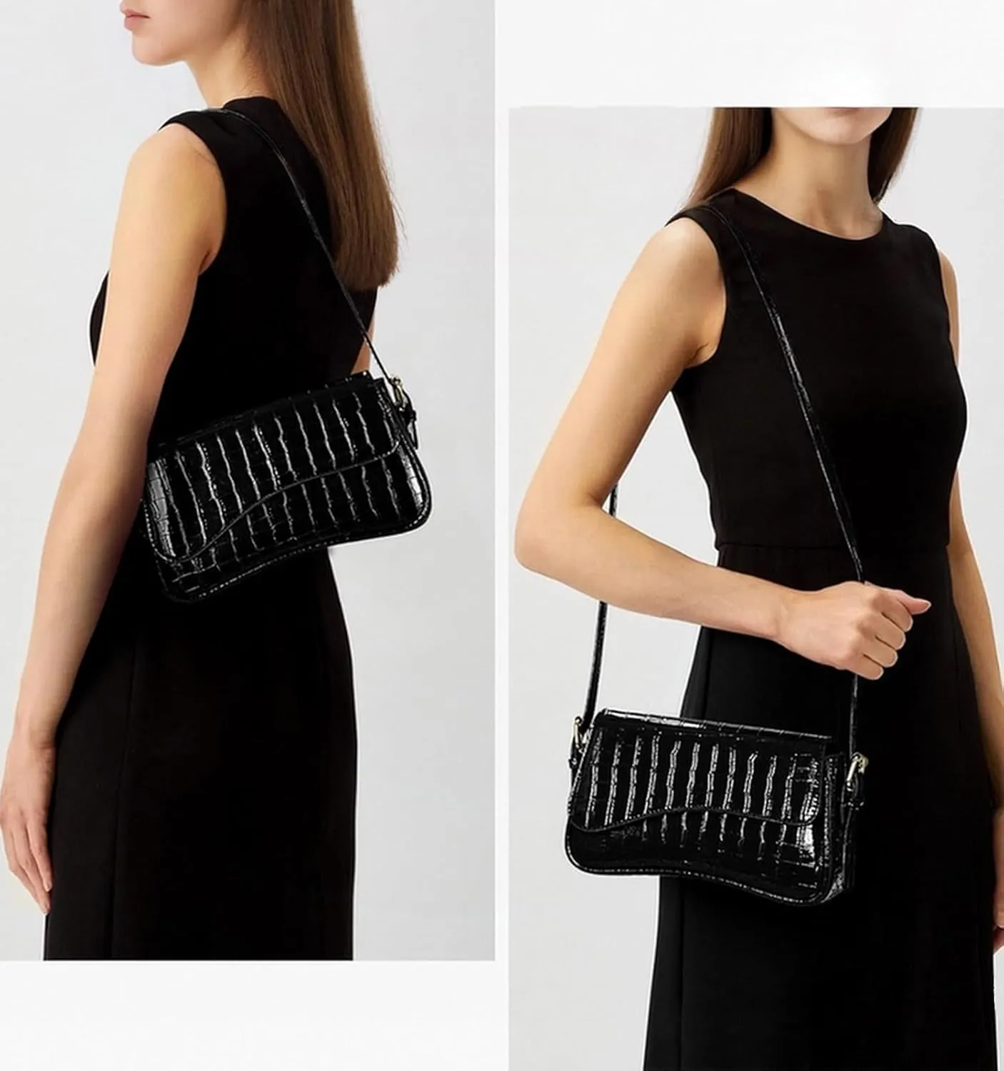Shoulder Bag for Women Y2K Trendy Purse Vegan Leather Hobo Handbags Clutch Saddle Bag with 2 Removable Strap