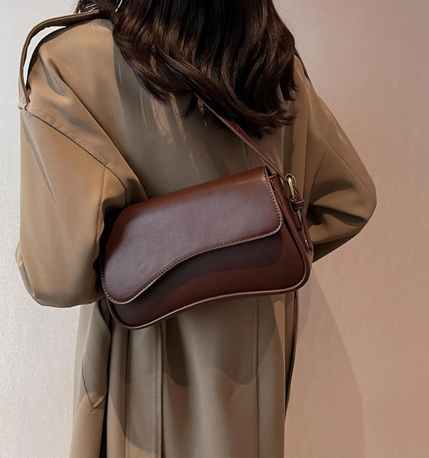 Shoulder Bag for Women Y2K Trendy Purse Vegan Leather Hobo Handbags Clutch Saddle Bag with 2 Removable Strap