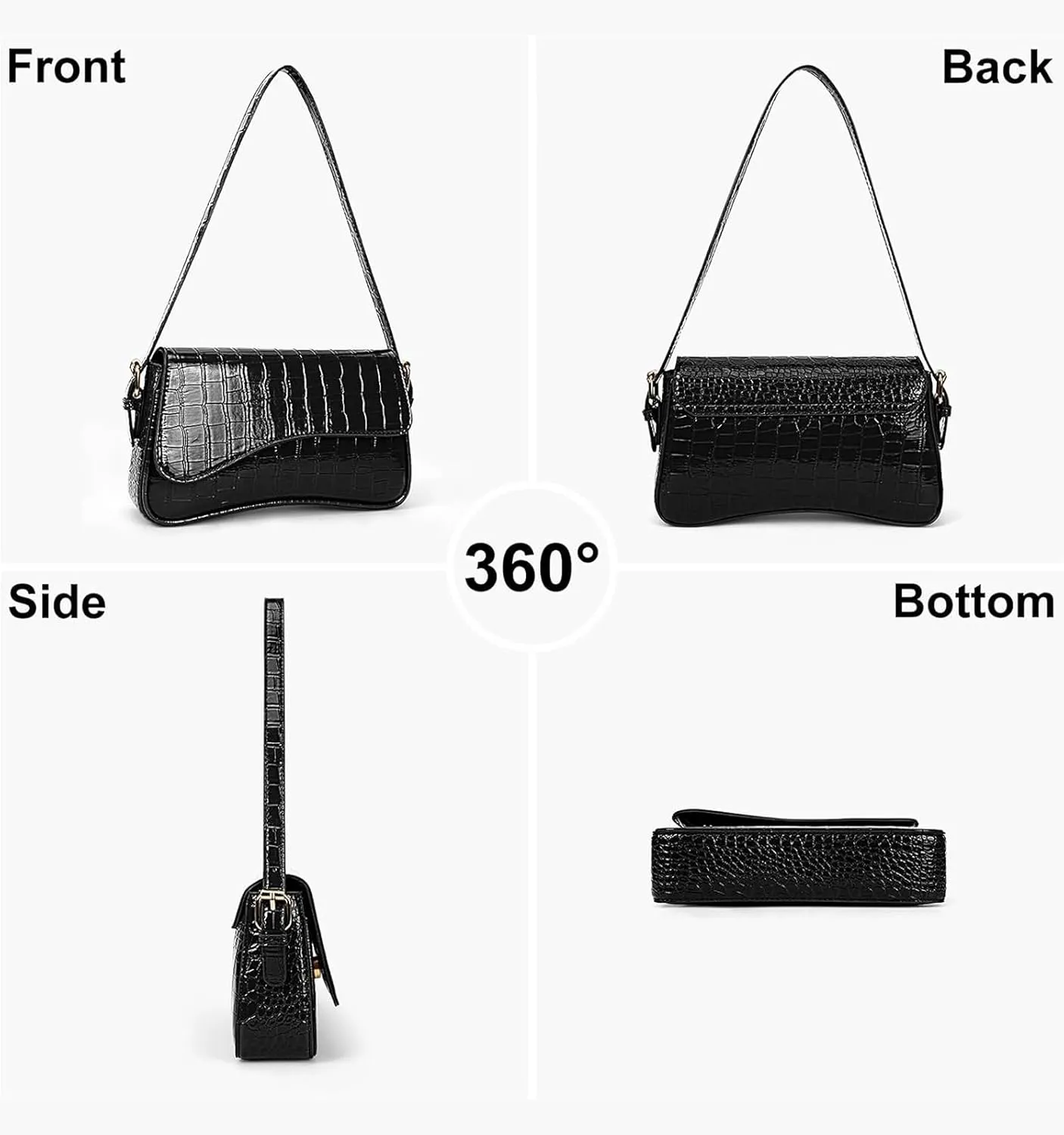 Shoulder Bag for Women Y2K Trendy Purse Vegan Leather Hobo Handbags Clutch Saddle Bag with 2 Removable Strap