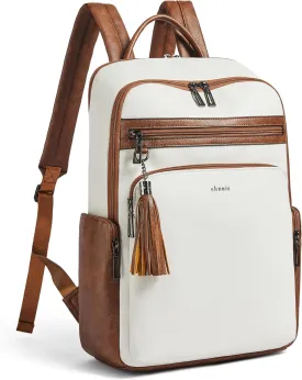 Shrrie Laptop Backpack for Women Fits 16 inch Laptop,Designer Backpacks for Women with Computer Compartment to Business (Beige)