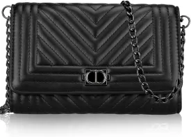 Small Leather Crossbody Bag for Women Black Quilted Purse Cross Body Phone Clutch Bag Chain Crossbody Purse Flap Bag