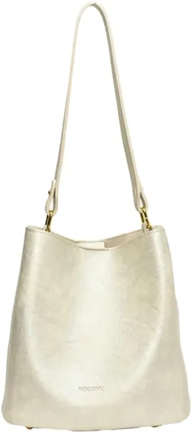 Soft Leather Bucket Bag for Women Vintage Shoulder Bag Underarm Purse Work Tote Handbag with Wallet Daily Handbag
