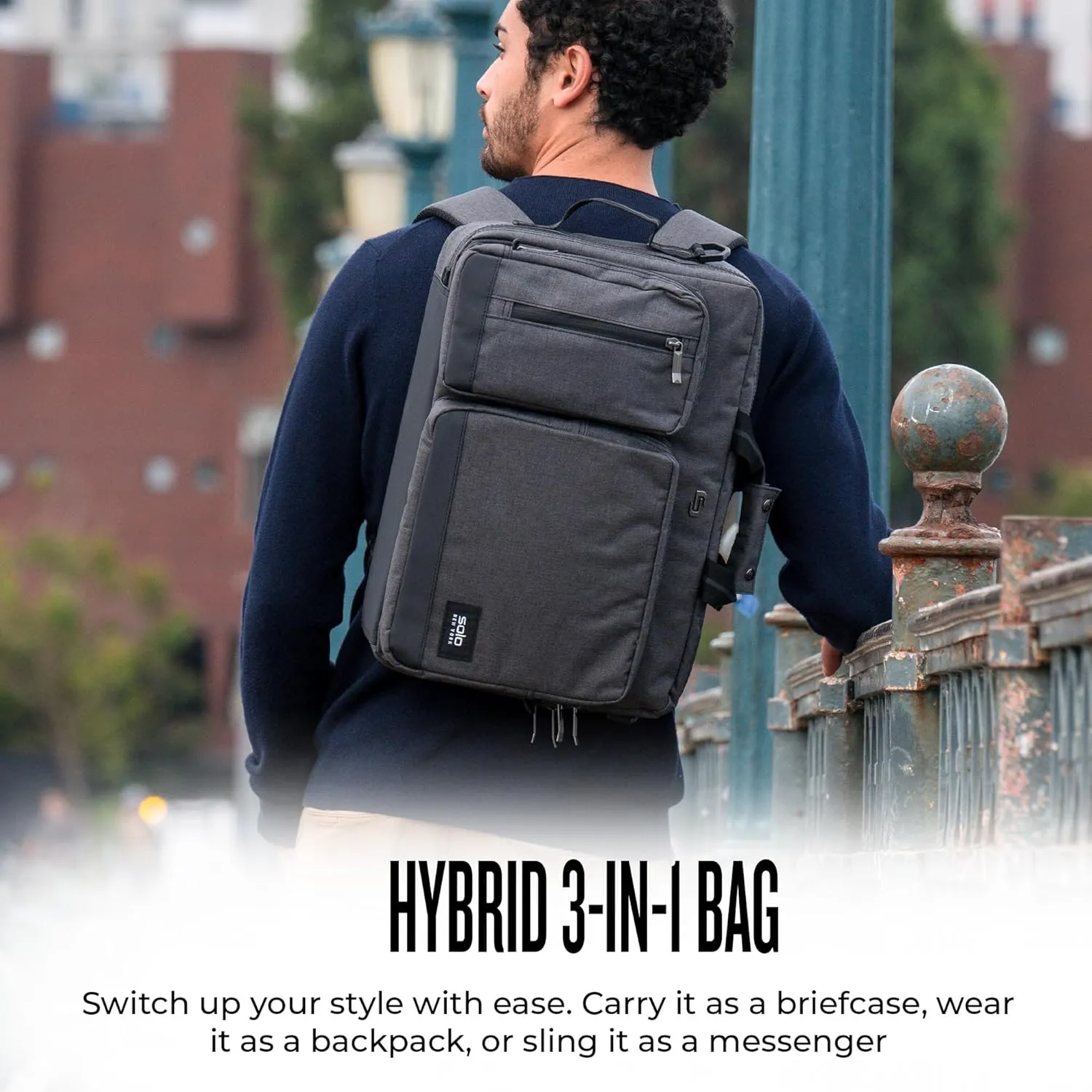 Solo New York Hybrid Briefcase Backpack - Laptop Carrying Bag, Fits 15.6" Computer, Brief for Travel & Work - Duane
