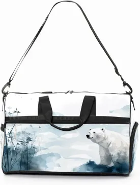 Sports Gym Bag for Women, Sport Duffle Workout Bags with Shoe Compartment, Small Womens Gym Bags, Chinese Painting Bear - 7