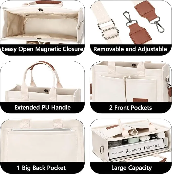 Stylish Canvas Tote Bag for Women Large Durable Light Weight Crossbody Handbag for Everyday Work, Travel, Shopping Bag.