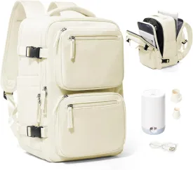 suradar Vacpack Backpack with Vacuum Seal Backpacks Travel Airback Backpack with Pump Travel Backpacks Compression Bag Men Carry On Bag Flight Approved Women Weekender Hiking Work Daypack Beige