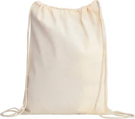 TBF Cotton Drawstring Backpack Gym Sack Canvas Cinch Sport Pack for Men, Women - Set of 12, Natural