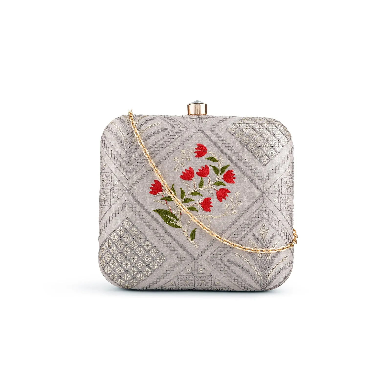 Teejh Irani Floral Threadwork Clutch