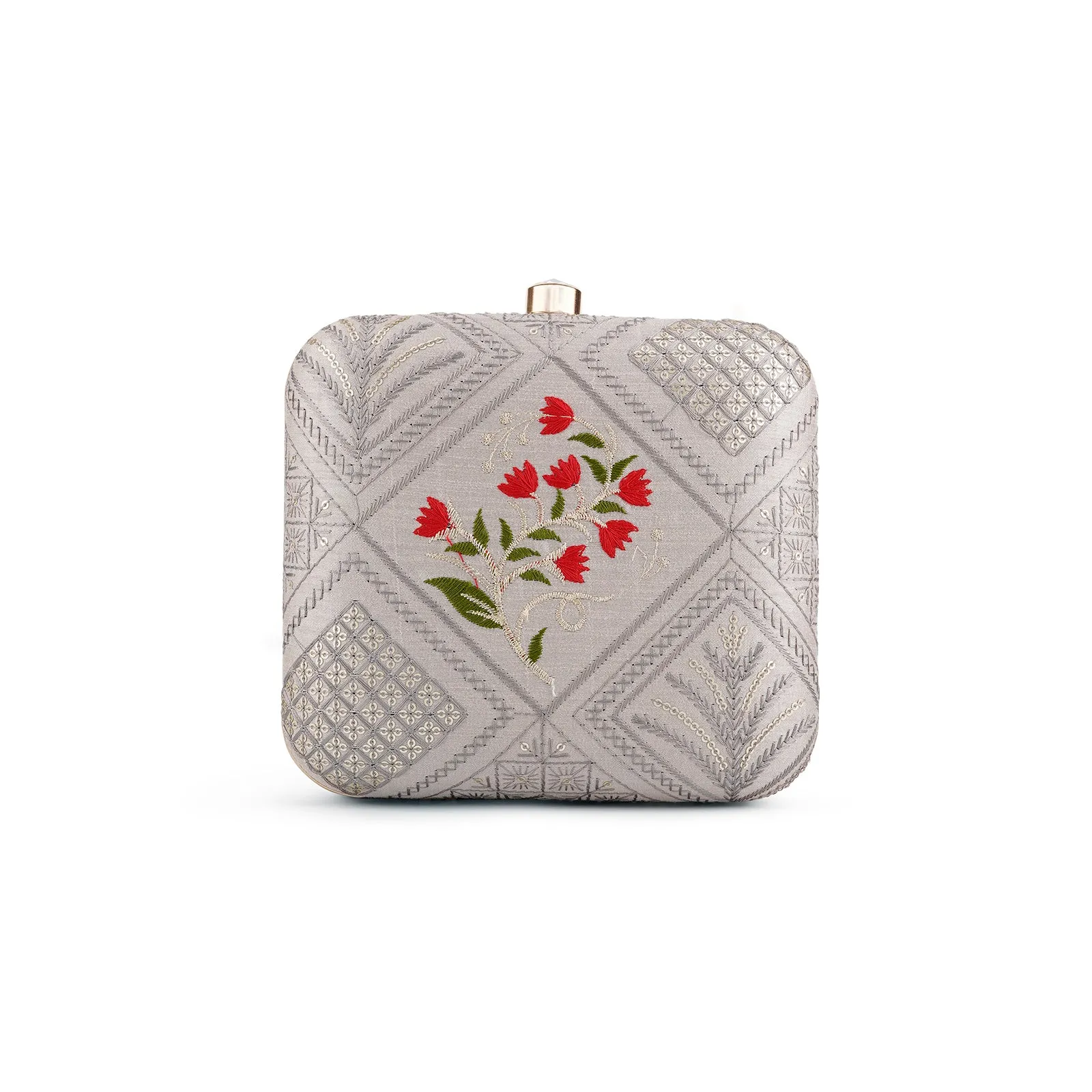 Teejh Irani Floral Threadwork Clutch