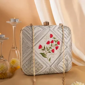 Teejh Irani Floral Threadwork Clutch
