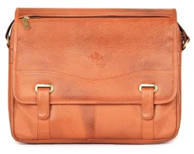 THE CLOWNFISH Envoy Leather Laptop Briefcase | 14 inch | Honey Brown | For Office & Travel