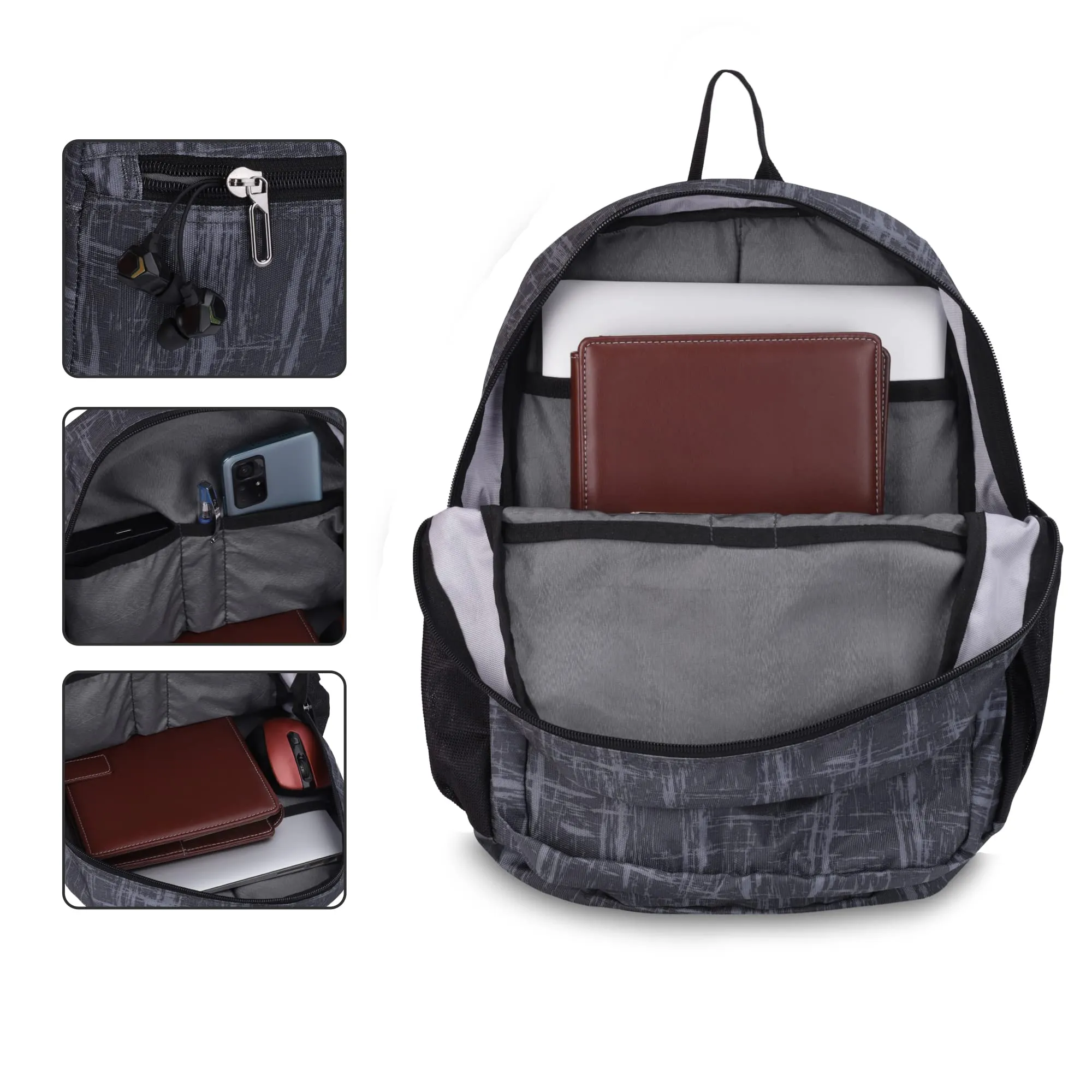 THE CLOWNFISH Marcellus Polyester Laptop Backpack - Water Resistant, Spacious | 14 inch Laptop | 21.5 Litres | Grey
