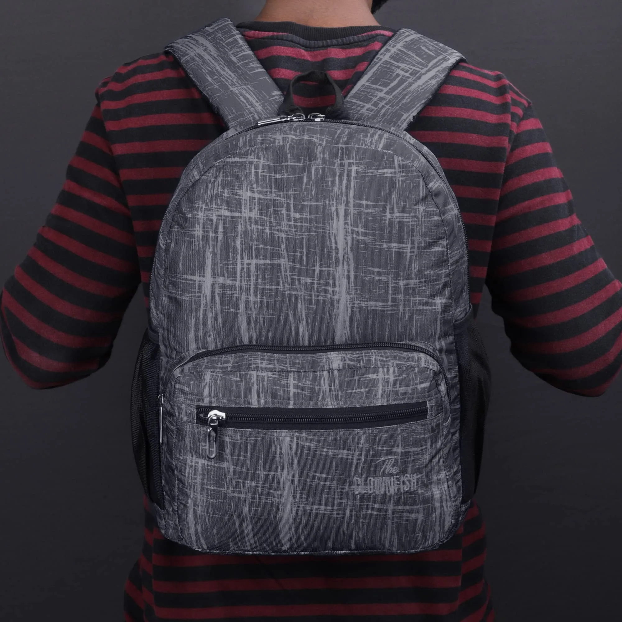 THE CLOWNFISH Marcellus Polyester Laptop Backpack - Water Resistant, Spacious | 14 inch Laptop | 21.5 Litres | Grey