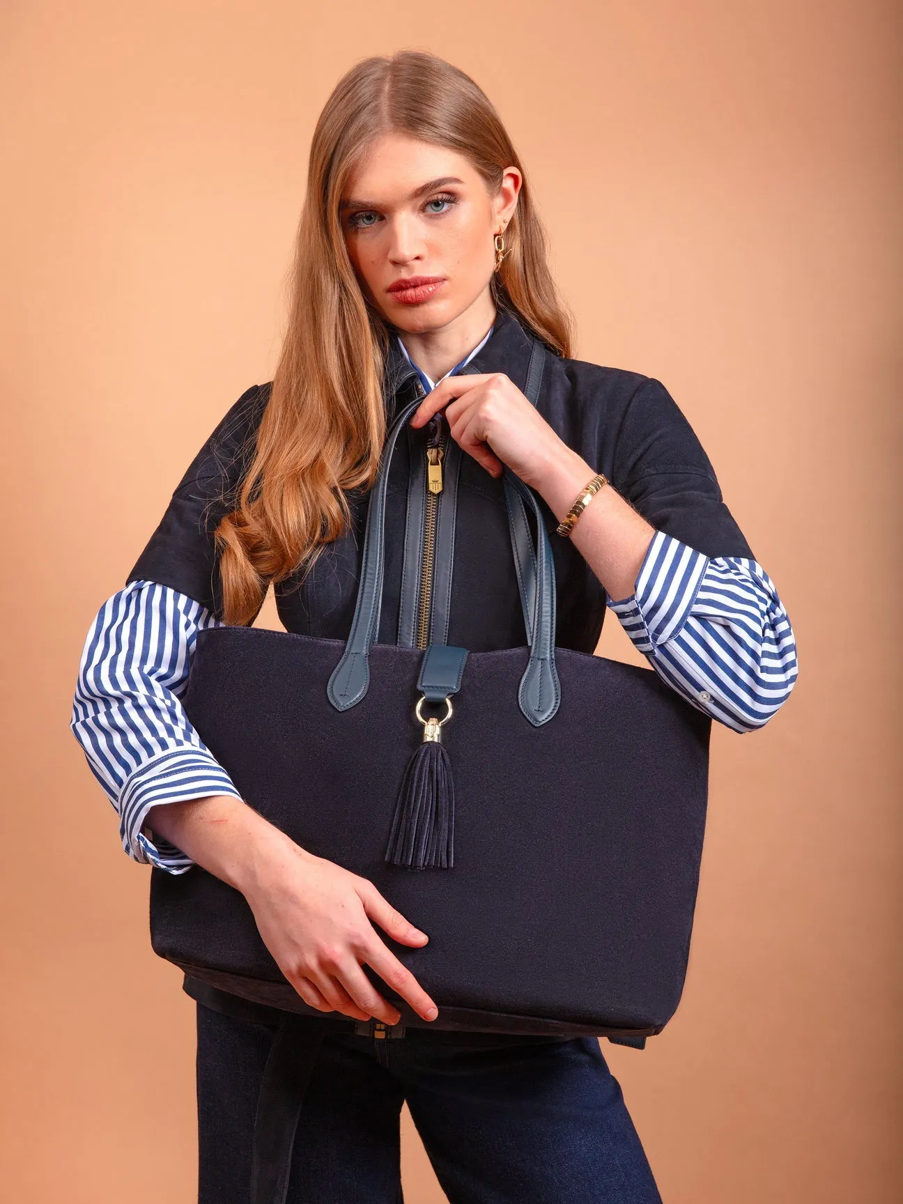 The Langham Women’s Tote Navy Suede