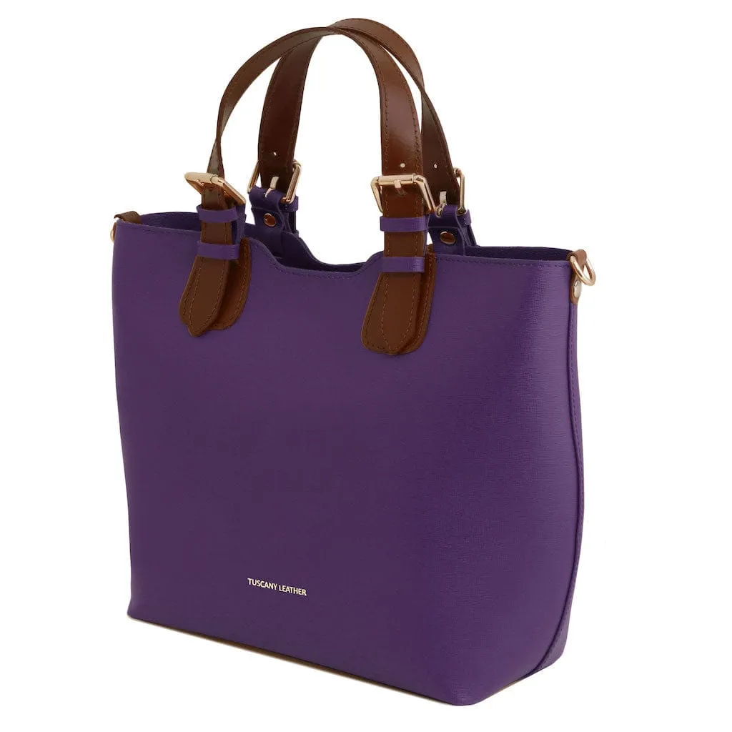 TL Bag - Saffiano Italian leather tote bag with long strap | TL141696