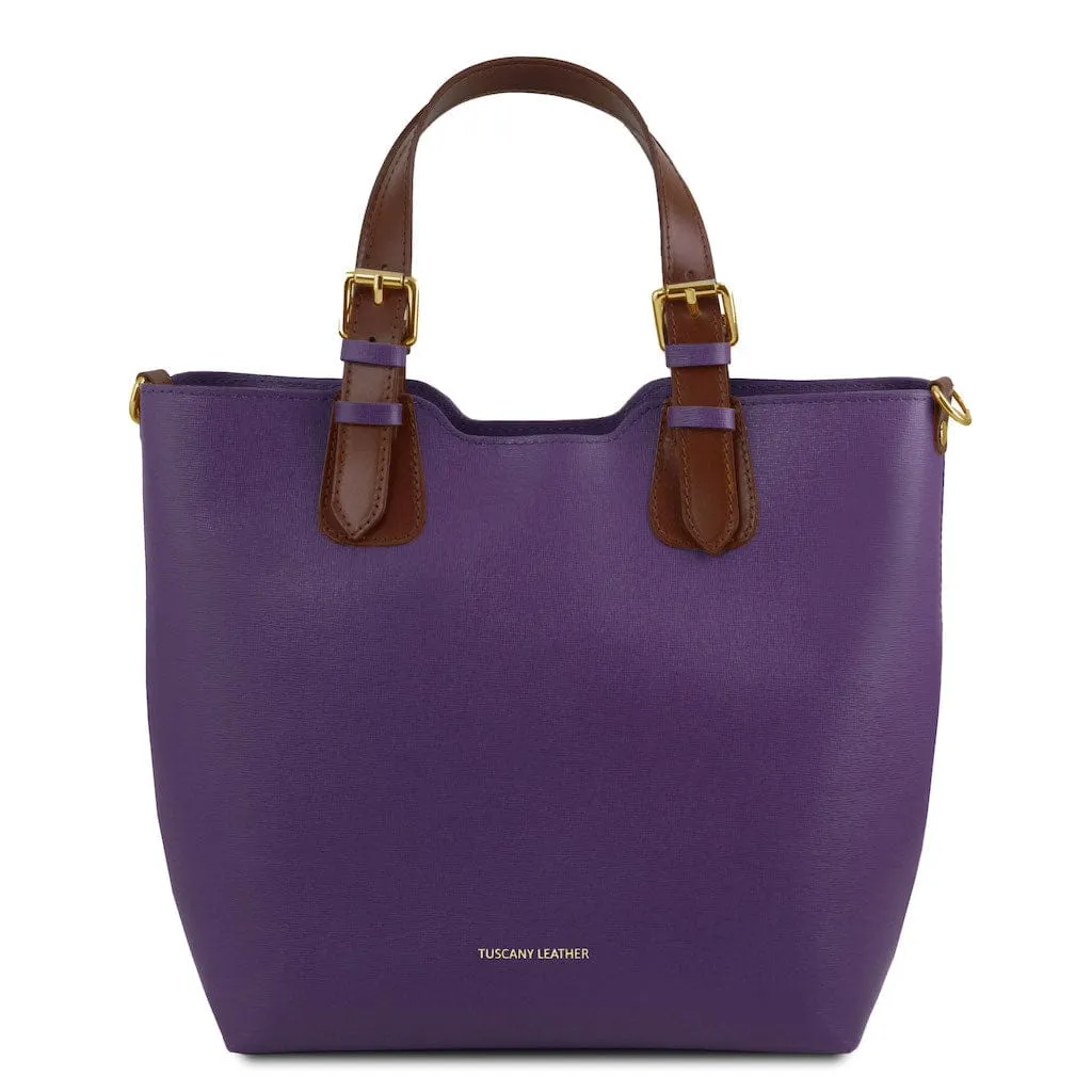 TL Bag - Saffiano Italian leather tote bag with long strap | TL141696