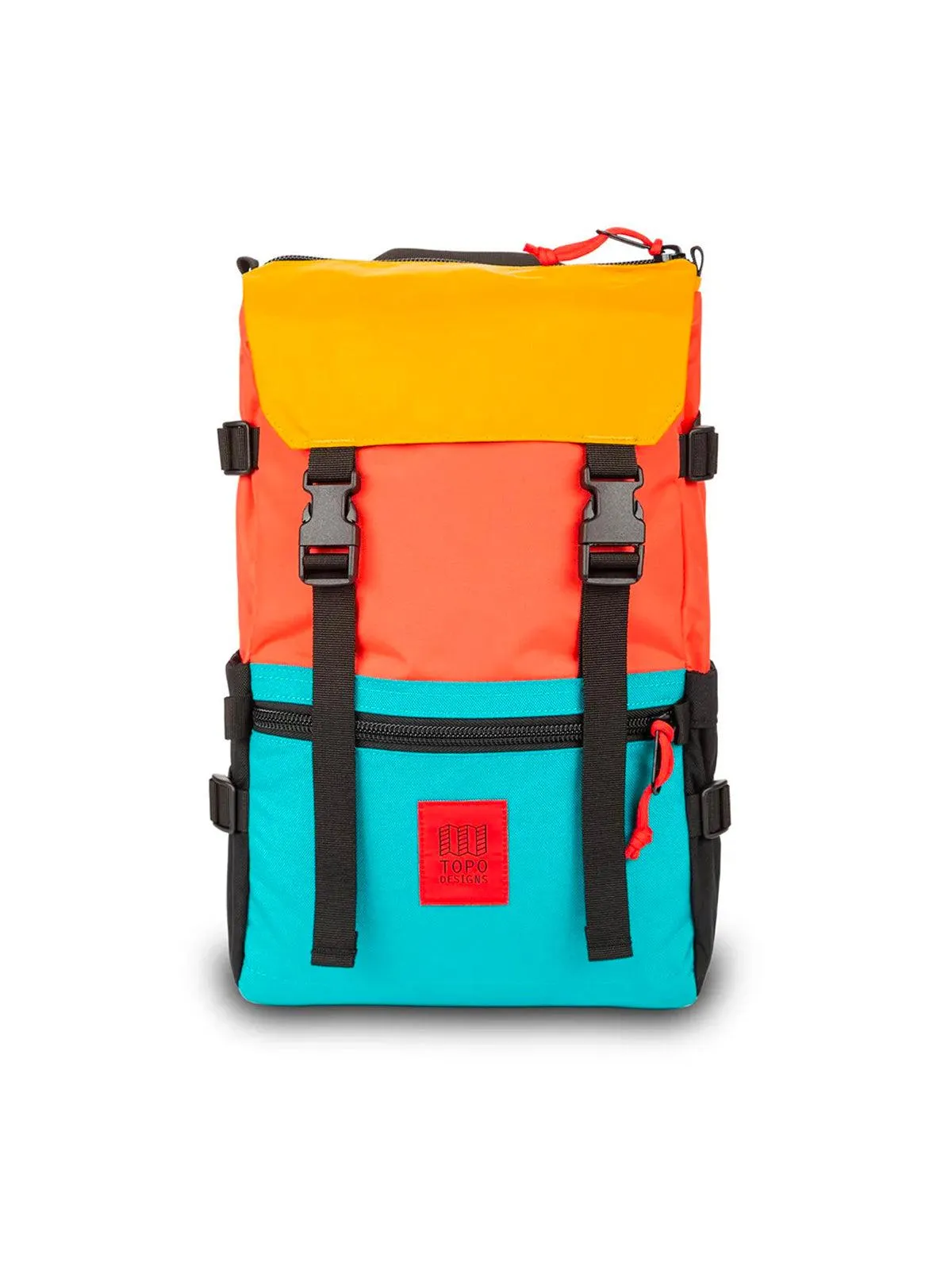 Topo Designs Rover Pack Hot Coral Turquoise Mustard