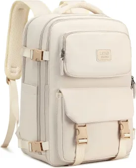 Travel Laptop Backpack, Business Work Backpacks Large College Bookbag for Women Men Water Resistant Daypack Airline Approved Gym Bag Fits 17 Inch Notebook & Laptops - Beige