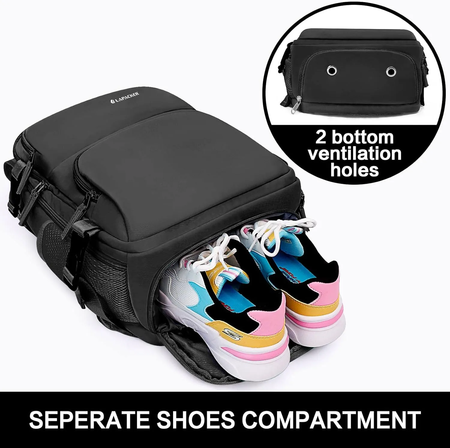 Travel Laptop Backpack Men Women,Business Anti Theft Carry On Backpacks with USB Charging Port Shoe Compartment Airline Approved,Water Resistant College Rucksack Fits 15.6 Inch Notebook,Black