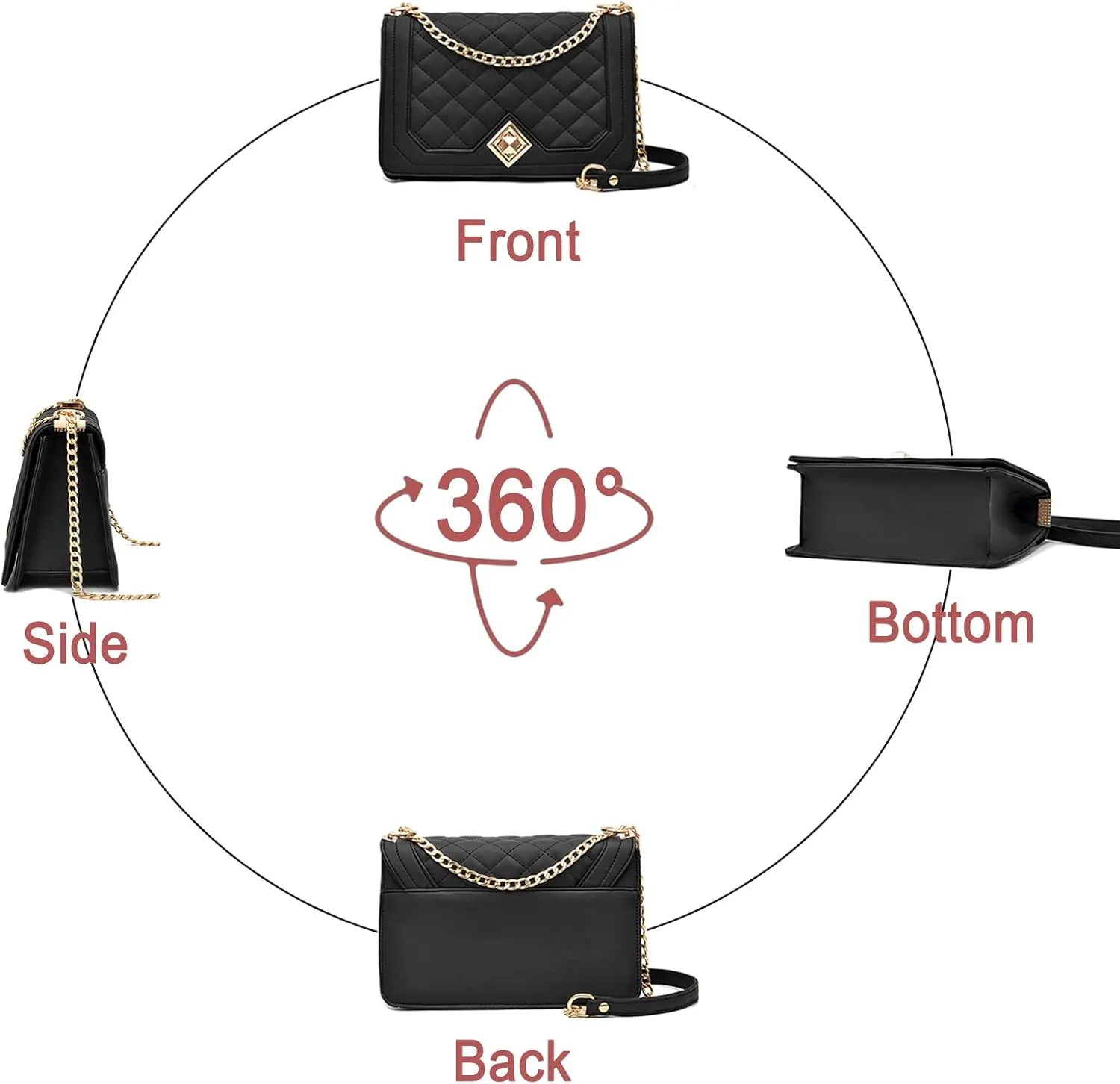 Travistar Crossbody Bags for Women Small Handbags PU Leather Shoulder Bag Purse Evening Bag Quilted Satchels with Chain Strap