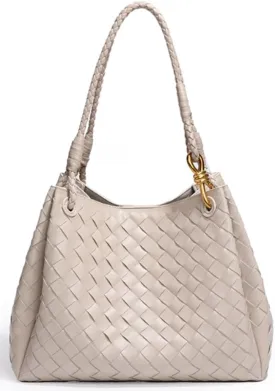 Trendy Woven Bucket Hobo Bags Women Underarm Shoulder Bag Cute Satchels Crossbody Purse PU Leather Top-Handle Tote Handbag