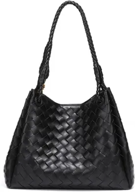 Trendy Woven Bucket Hobo Bags Women Underarm Shoulder Bag Cute Satchels Crossbody Purse PU Leather Top-Handle Tote Handbag