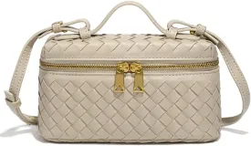 Trendy Woven Crossbody Purse Square Box Bags Women Shoulder Bag Cute Satchels Mini PU Leather Top-Handle Tote Handbag