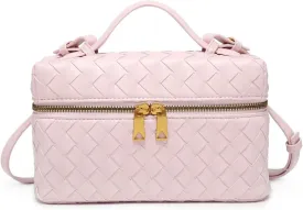 Trendy Woven Crossbody Purse Square Box Bags Women Shoulder Bag Cute Satchels Mini PU Leather Top-Handle Tote Handbag