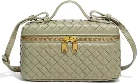 Trendy Woven Crossbody Purse Square Box Bags Women Shoulder Bag Cute Satchels Mini PU Leather Top-Handle Tote Handbag