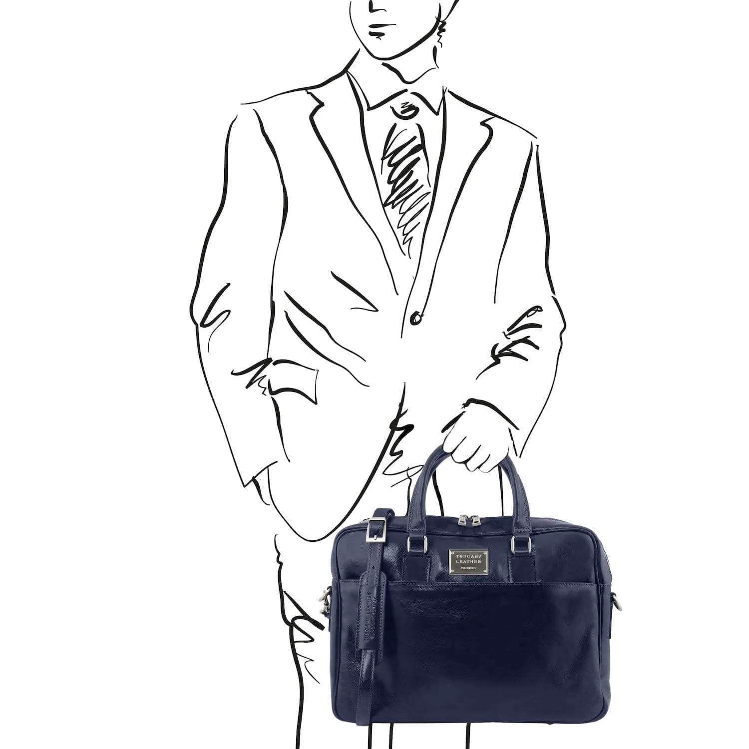 Urbino - Leather laptop briefcase with front pocket | TL141241