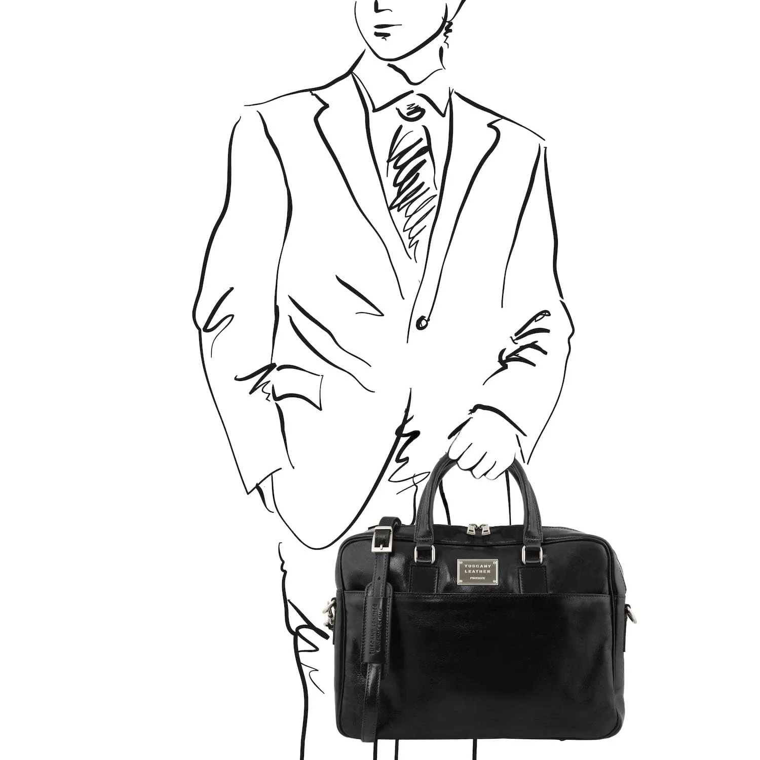 Urbino - Leather laptop briefcase with front pocket | TL141241