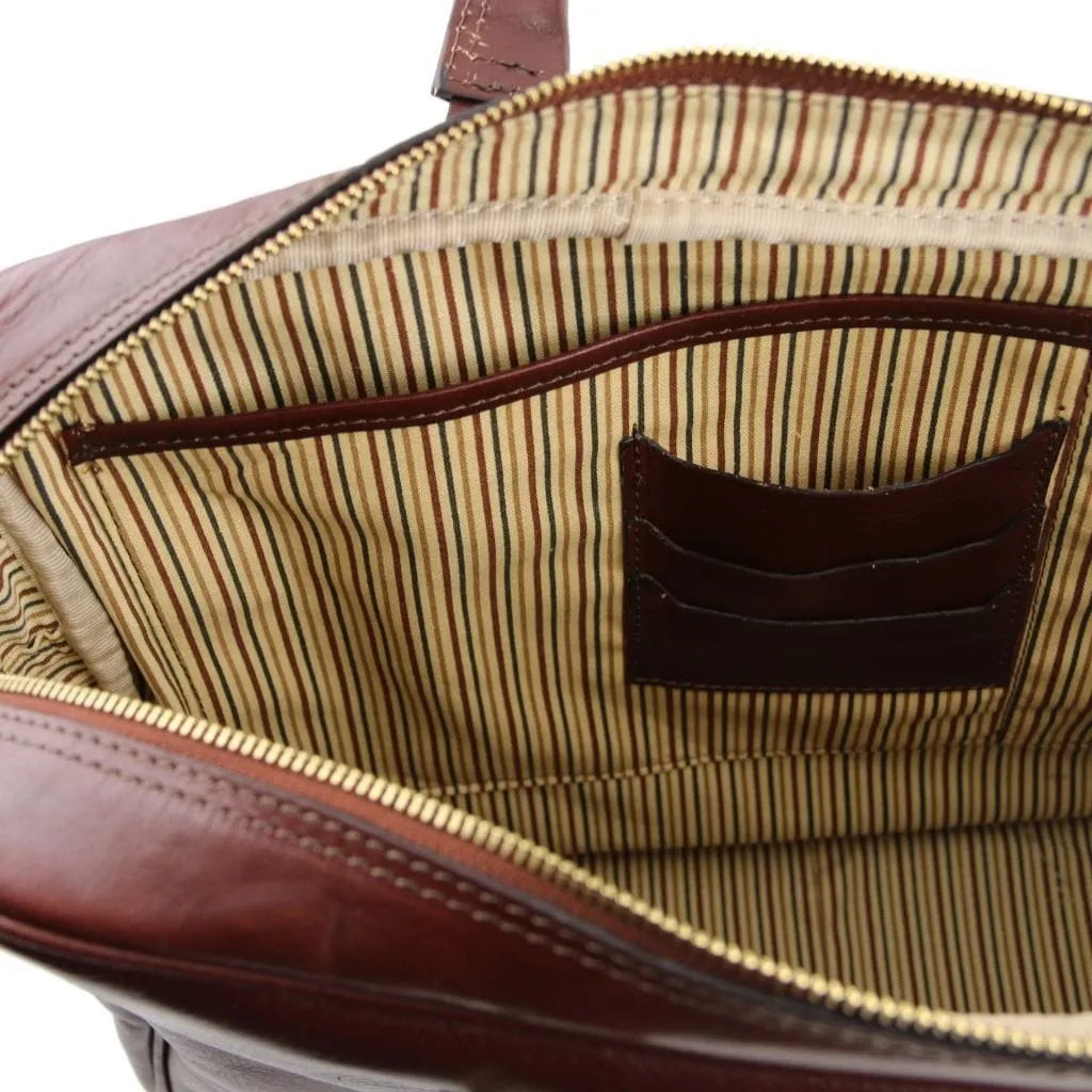 Urbino - Leather laptop briefcase with front pocket | TL141241