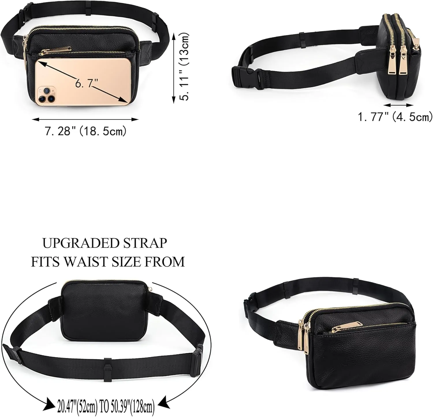 UTO Fanny Pack for Women Crossbody Trendy Fashion Belt Purse Chest Waist Hip Bumbag for Outdoor Shopping Travel Hiking