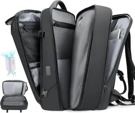 Vacuum Travel Backpack with Pump, 50L Expandable Compression Airback Backpack With Vacuum Seal, 17.3 Inch Water Resistant Business Laptop Backpack with USB Charging Port for Women & Men