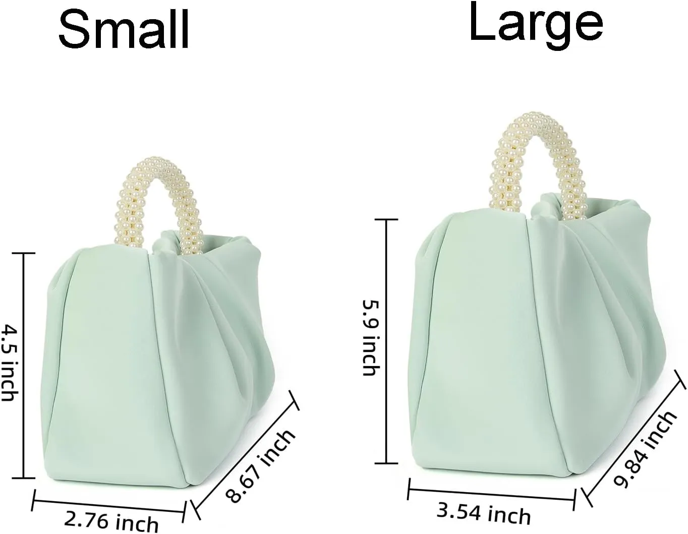 Valleycomfy Evening Clutch Pearl Purses for Women Ladies Soft Leather Ruched Crossbody Bags Shoulder Bag for Party Wedding
