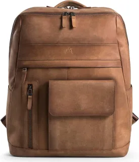 VELEZ Brown Top Grain Leather Backpack For Men and Women | 17 inch Laptop Bag Large Capacity | Casual Daypack | Shoulder Backpacks | Business Travel Computer Bags