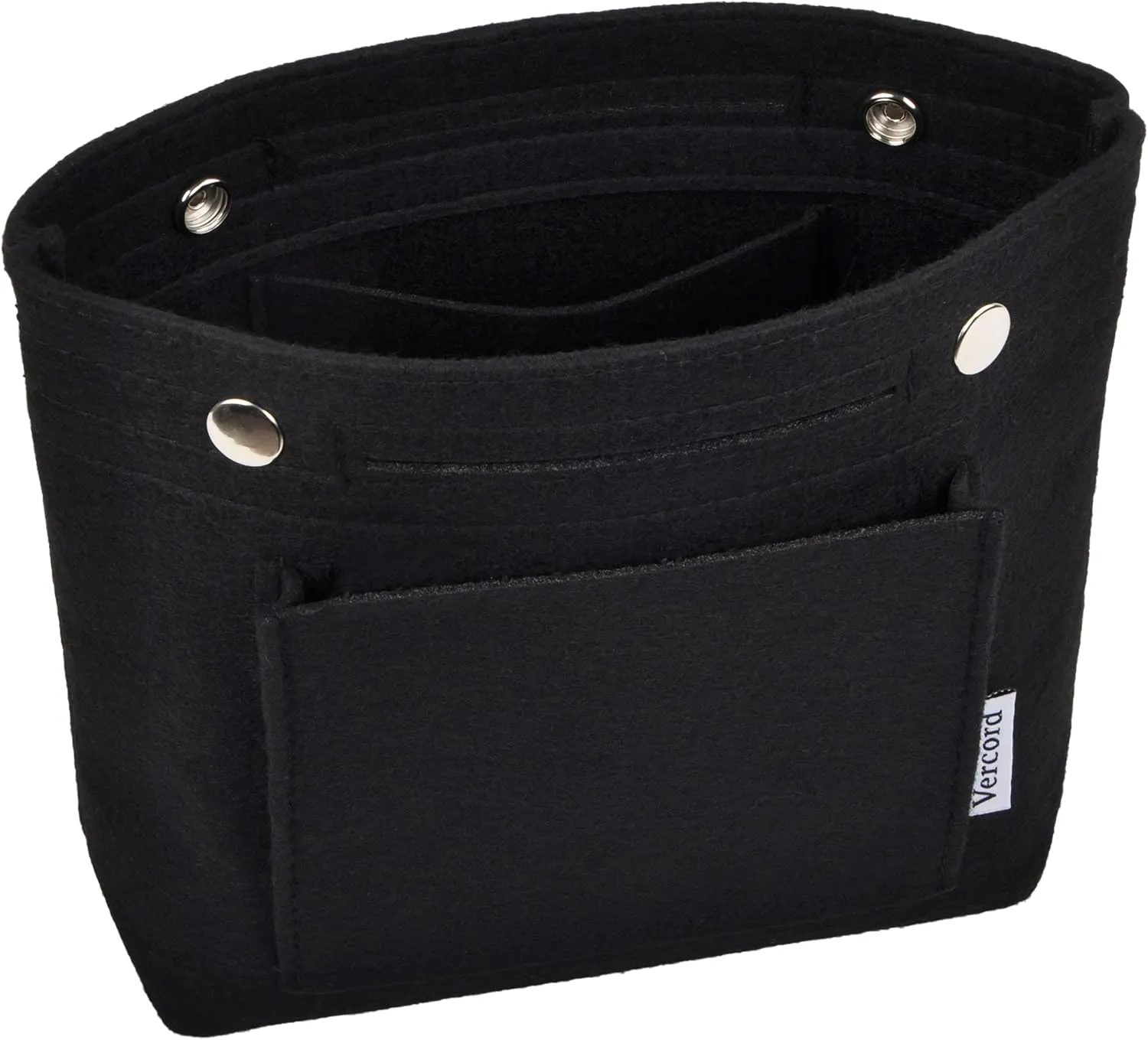 Vercord Mini Slim Small Felt Purse Organizer Insert Inside Handbag Tote Pocketbook for Women Black