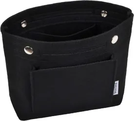 Vercord Mini Slim Small Felt Purse Organizer Insert Inside Handbag Tote Pocketbook for Women Black