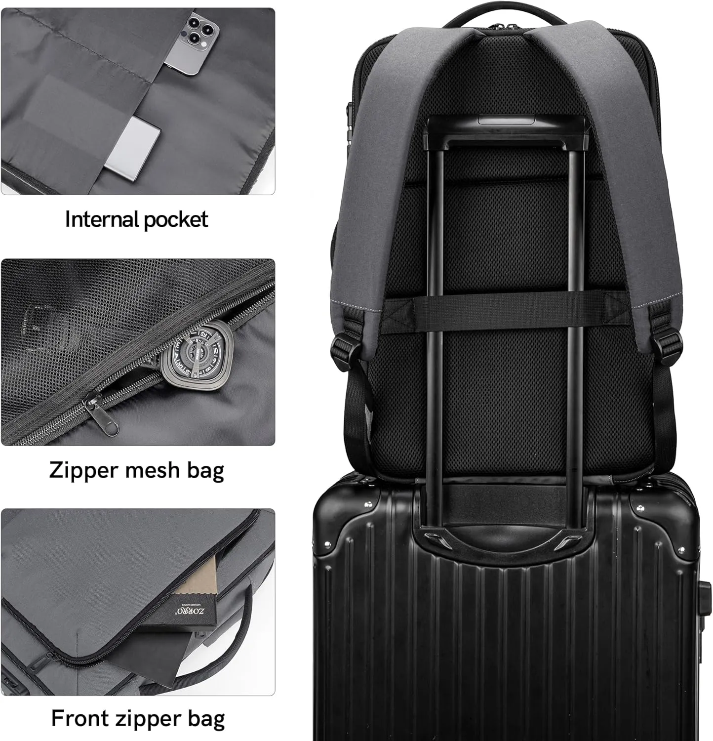 VGOAL Travel Laptop Backpack, Laptop Bookbag College Backpack Durable Water Proof with USB Charging Port for Men Women (FG6317-G)