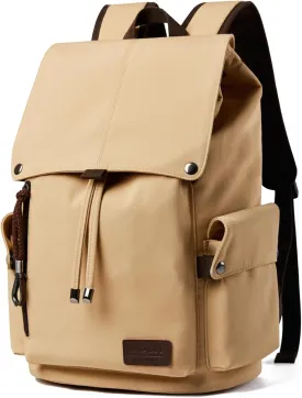 Vintage Backpack Daypacks for men women, with 15.6" Laptop compartment Water Resistant Casual Backpack for College Travel Hiking Climbing (khaki)