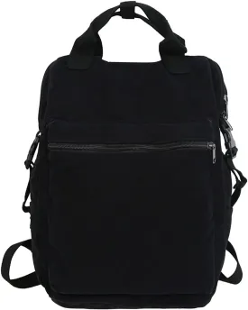 Vintage Canvas Backpack, Classic Daypack with Multiple Pockets, Rushbag, Bookbag, Multi Colors (College & High School, Black)