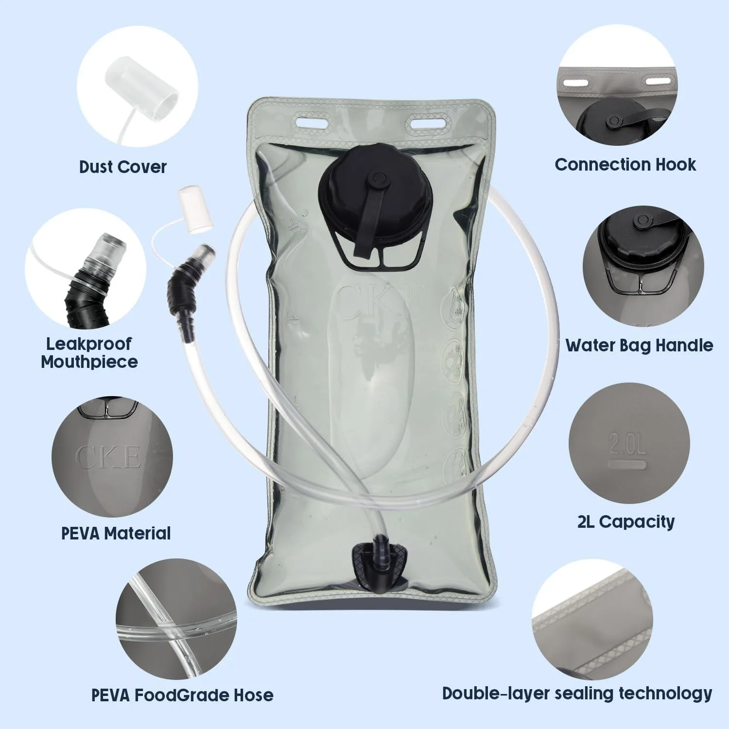 Water Bladder for Hydration Pack Hiking Water Backpack Hydration Backpack 2L 3L Easy Clean Leak Proof Hydration Bladder Water Reservoir Water Pouch for Hiking Running Climbing Camping Cycling Hunting