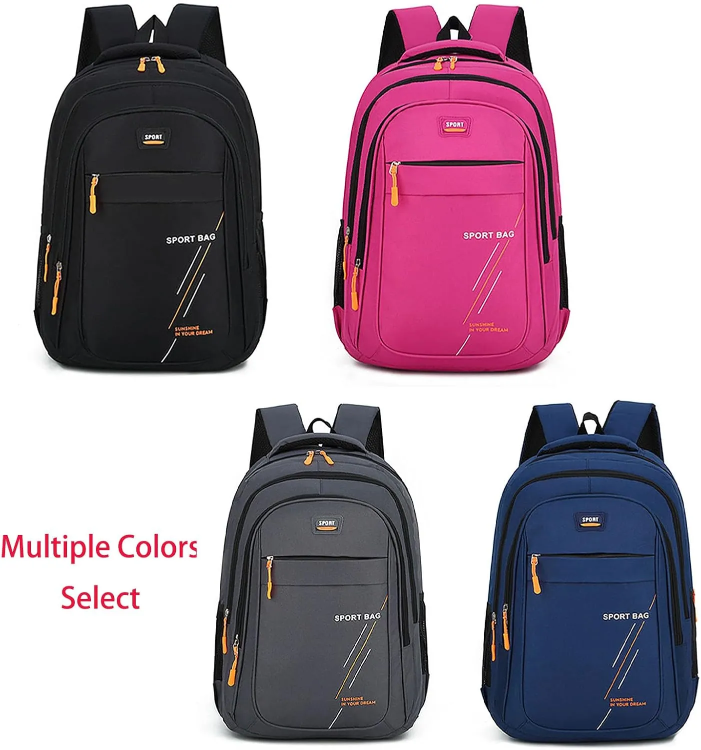 Waterproof Lightweight Laptop Backpack 15.6 Inch - Large Capacity Travel Hiking Commuting Daypack Durable Nylon (Black)