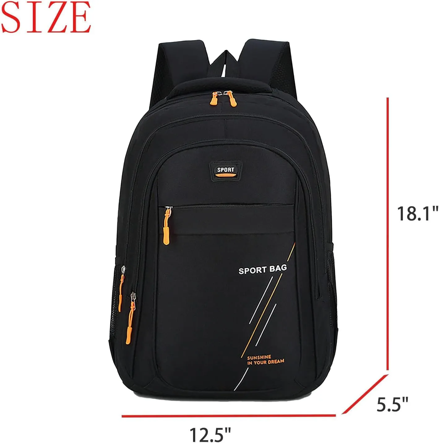Waterproof Lightweight Laptop Backpack 15.6 Inch - Large Capacity Travel Hiking Commuting Daypack Durable Nylon (Black)