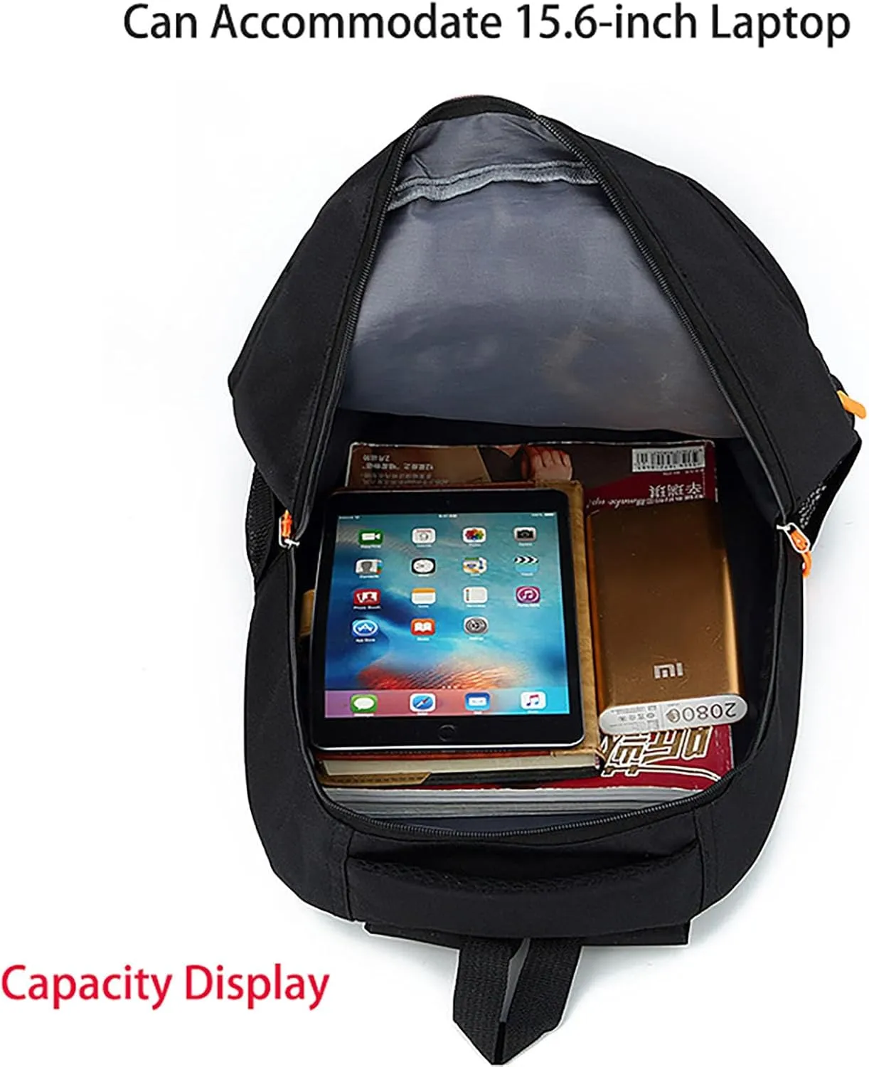 Waterproof Lightweight Laptop Backpack 15.6 Inch - Large Capacity Travel Hiking Commuting Daypack Durable Nylon (Black)