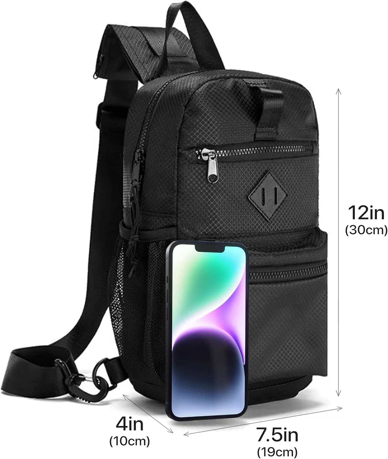 WESTEND Black Crossbody Sling Bag with Adjustable Strap for Traveling, Hiking, Daypack for Men and Women