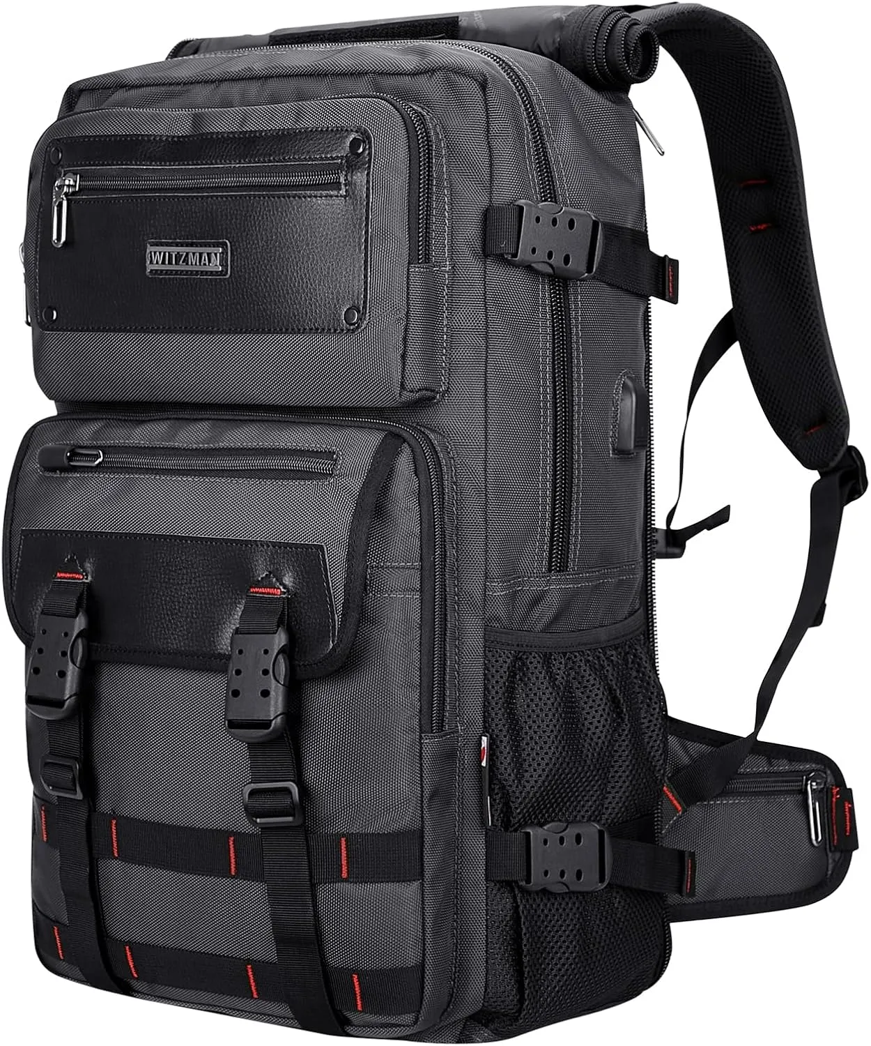 WITZMAN Carry On Travel Backpack for Men Duffle Bags Fit 17 Inch Laptop Airline Approved Laptop Backpack(B685 Silvery Grey)