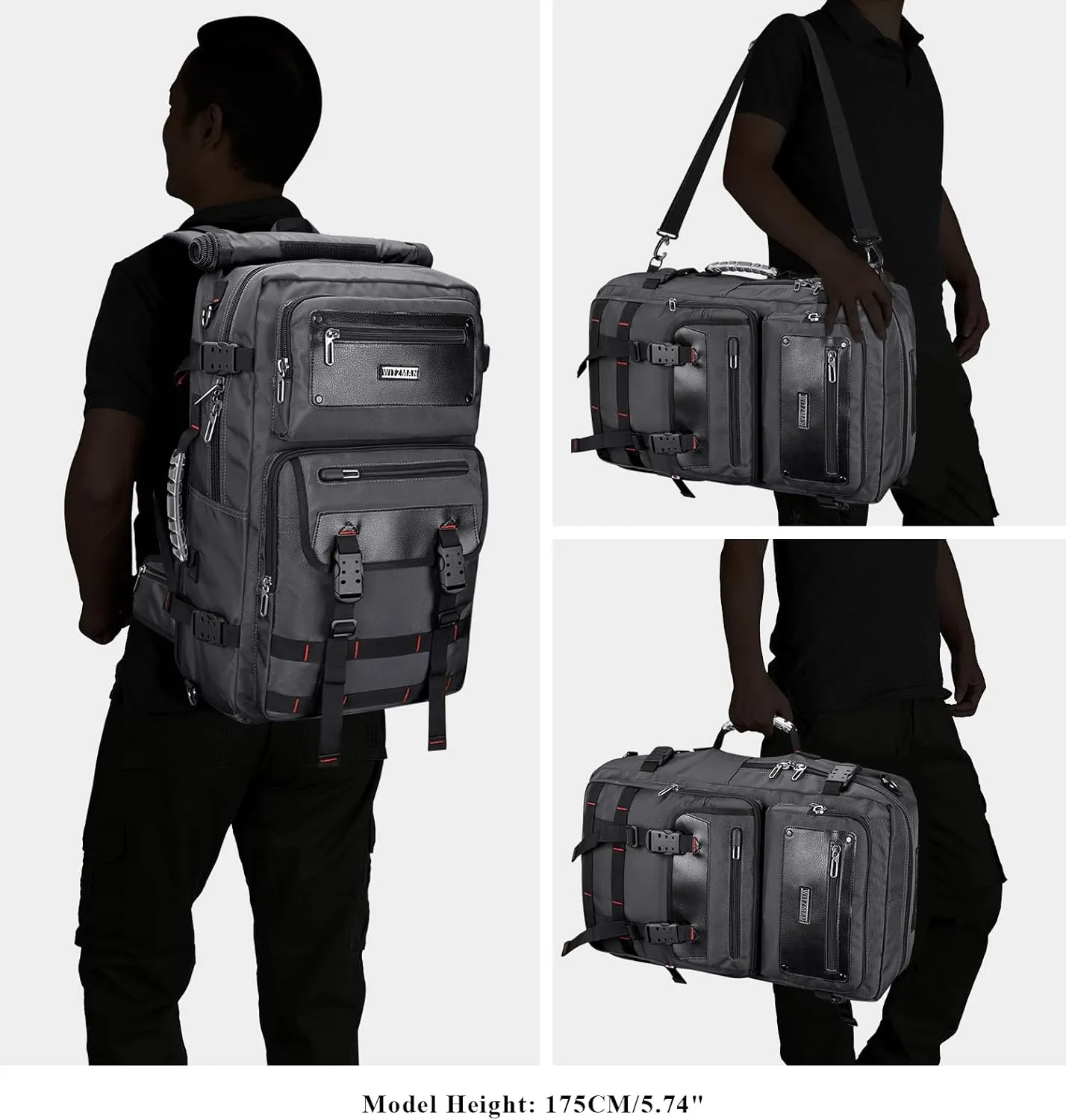 WITZMAN Carry On Travel Backpack for Men Duffle Bags Fit 17 Inch Laptop Airline Approved Laptop Backpack(B685 Silvery Grey)