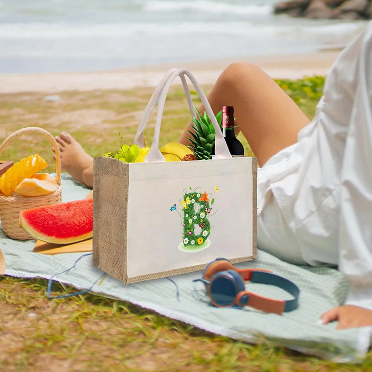 Women Bags Mommy Letter Handbag Shopping Bags Beach Bag Daisy Rose Checke Tote Bag