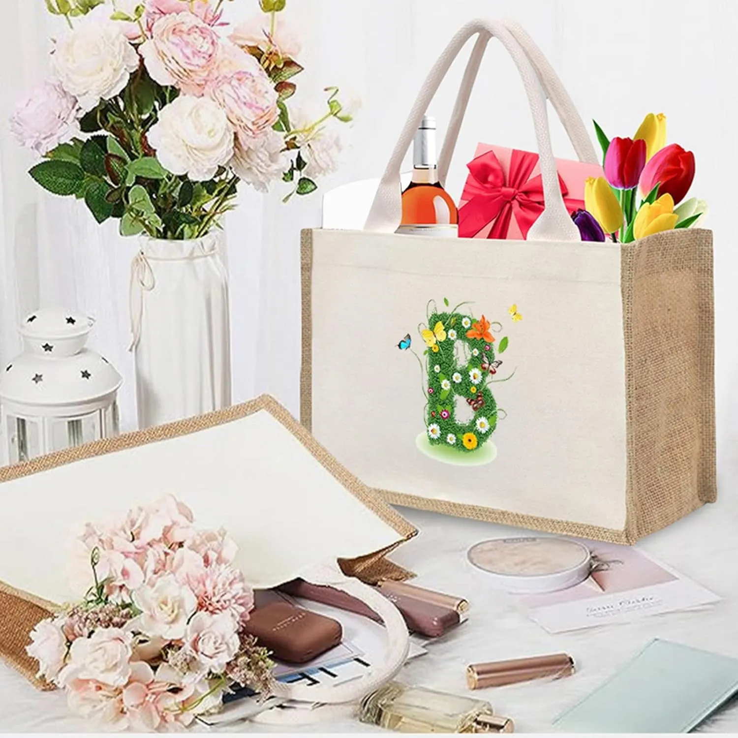 Women Bags Mommy Letter Handbag Shopping Bags Beach Bag Daisy Rose Checke Tote Bag